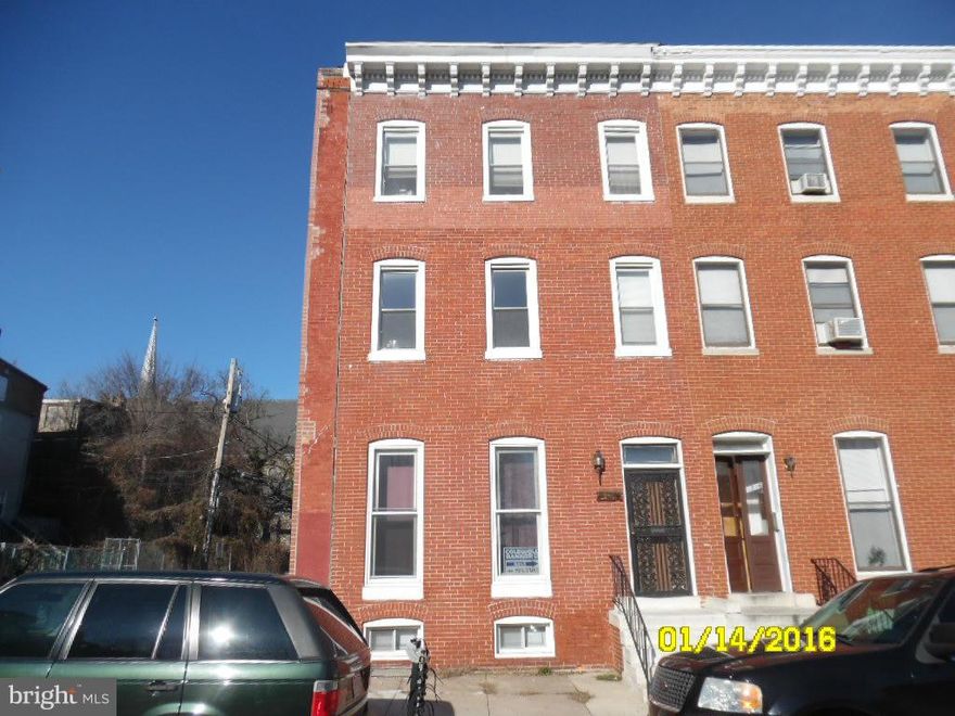 Terrific opportunity to own this spacious all brick rowhome.  Offers many updates including newer kitchen w/2 story ceilings, wood floors, and ample room sizes.  Large basement may be perfect for added storage or finish off for another room.  A great location, just minutes from Downtown Baltimore, UMAB, and Biotech Park.