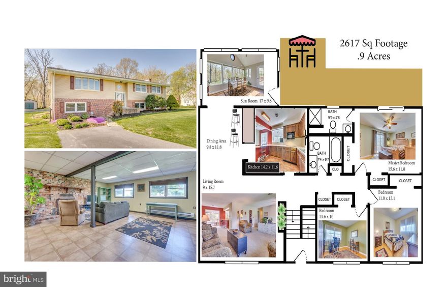 Well cared for home w Large open area from living rm to dining area to big kitchen to sunroom. Nice upper deck w entrance to Sunroom and master BR. Lower level has BR with outside entrance and also a Huge family rm w brick FP and wetbar & exits to back lower patio. Licensed Home Inspection complete & repairs made so you can move in and know this home is in good shape. The backyard is BEAUTIFUL!