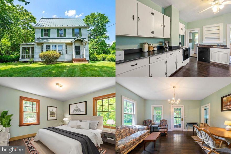 Gorgeous Federalist Style Farm House nestled on 3 private acres! This home was built in the 1930's and boasts many unique features seldom found. Original oak hardwood flooring recently sanded, stained and sealed throughout, 2 stairways that conjoin from the foyer & kitchen to upper level of home. Built in ironing board & shelving in kitchen, 10' ceilings, 4 upper level bedrooms, spacious attic loft with cedar closet, 2 full bathrooms, 2 screened in porches, side deck, full unfinished basement cellar with walk up to backyard. Property backs to evergreen trees. Hall Creek runs around property. Home has right of way in Deed to enter/exit from Baker St. if desired. No HOA! Easy commute to DC, Northern VA & Beltways. Some of the recently completed updates are: Roof, gutters & downspouts, refinished flooring, side deck, electric panel, outdoor & basement railing, cellar & back doors, whole home painted, hot water heater. ** Accepting Back up Offers **