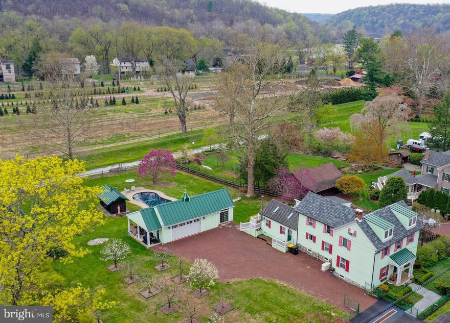 Must see, living on River Road and the towpath and Not in a Flood zone!
Location! Location! Circa 1860, Close to New Hope and Frenchtown...great for biking, walking the tow path and close to Ralph Stover's Park 45 acres of hiking and rock climbing. New brew pub, Kolbes and Dharma Bums in walking distance.

Luxury and Convenience:

Turnkey and Immaculate:  the home is move-in ready with high-quality finishes and meticulous maintenance.
Electric Gate with Generator Backup: Provides security and uninterrupted access, even during power outages.
Two-Car Garage (Completed 2024): Offers modern parking and storage with attached Artist Studio.  A dedicated space for creative pursuits, adding unique character.
Saltwater Filtered Concrete Pool: A luxurious amenity for relaxation and recreation.
Pool House: Provides changing and restroom facilities, enhancing the pool experience with electric toilet for modern convience. 
Generator and Gas Tank on Satellite: Ensures continuous power and gas supply, adding to the property's self-sufficiency.
Metal Roofs and Newer Roof (3 years old): Offers durability and longevity.
Central Air (2nd & 3rd Floors) and Mini Split (Main Level): Provides efficient and zoned climate control.
Two Wood Burning Stoves: Adds warmth and ambiance.
Main Floor Office (Can be Future Bedroom): Offers flexibility in living space.

Outdoor and Horticultural Features:
Established Orchard: Features a variety of fruit trees (peaches, pears, plums, apples, and sour cherries), offering fresh produce.
Fenced Yard with Dog Run and Garden: Provides secure outdoor space for pets and gardening enthusiasts.
Deck and Porches: Offer outdoor living and entertaining areas.
Doggy Door to Dog Room with Radiant Heat: Shows consideration for pet comfort.

Kitchen Features:
New Elmira Period Kitchen Appliances: Adds a touch of vintage charm with modern functionality.
This property clearly blends luxury, functionality, and a love for the outdoors. It sounds like a dream home for someone seeking a well-appointed and self-sufficient lifestyle.

and so much more!!!!!!!!!!!!!!