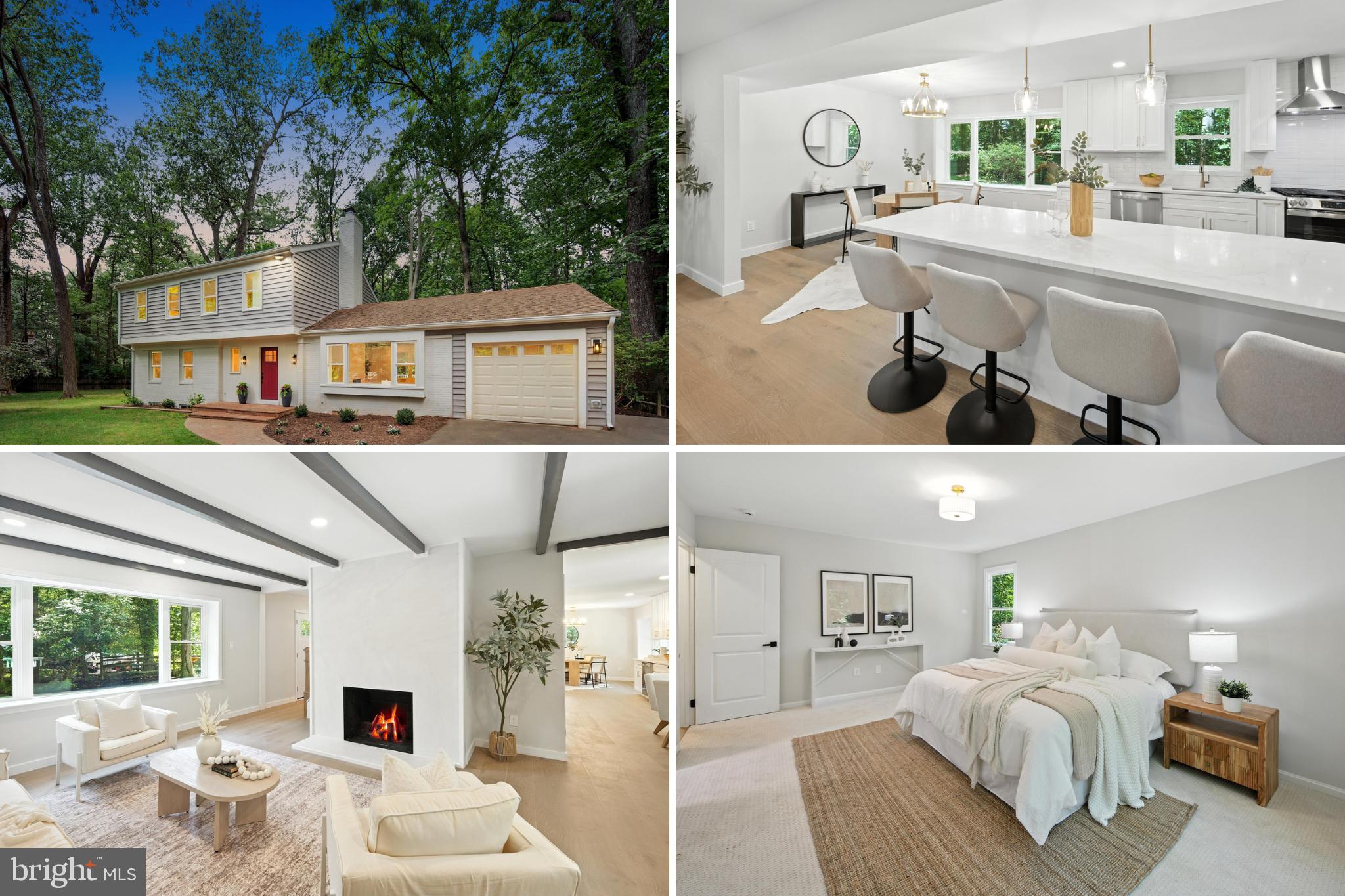 NEWLY RENOVATED HOME in a quiet cul-de-sac just off Hunter Mill Road; it offers a seamless blend of modern updates and natural serenity. Set on a half-acre lot surrounded by mature trees, it feels peaceful and private, yet just minutes from schools, local shops, and major commuter routes. <p>
Inside, the open floor plan creates a natural flow between the living room, dining room and the kitchen. Fully renovated kitchen is both functional and inviting; it features a large island that comfortably seats three, quartz countertops, clean-lined cabinetry, and stainless steel appliances. A bright breakfast nook overlooks the backyard, offering the perfect spot to start the day. The kitchen connects seamlessly to the family room where a wood-burning fireplace becomes a natural gathering place in cooler months. <p>
Upstairs, you will find three secondary bedrooms and a Primary suite with a walking closet and a luxurious bath. The fully renovated primary bath features double vanities, soft lighting, and a spacious walk-in shower with frameless glass. <p>
The lower level offers a more relaxed atmosphere. A generous recreation room leaves plenty of space for lounging, movie nights, or hosting friends. A built-in bar makes it easy to host, while the additional bedroom and full bath offer privacy for overnight guests or flexibility for a home office, studio, or gym. <p>
Outdoors, the half-acre lot offers room to breathe—whether you're sipping coffee on the large deck, tending a garden, or simply enjoying the quiet of the surrounding trees.
<b>UPGRADES</b>: all renovations were completed in July 2025: New Windows; New AC; new flooring; New kitchen & baths; New appliances; light & plumbing fixtures; New Garage; and more!<p>
<b>LOCATION</b>: short distance to Kemper Park (you can take a path between 2407 Beekay Ct & 2409 Beekay Ct) with Tennis Courts, Play Ground, Basketball Court and walking trails Downtown Vienna - aprx. 3 mIles; Vienna Metro Station - aprx. 4 miles; Dulles International Airport - aprx. 13 miles.