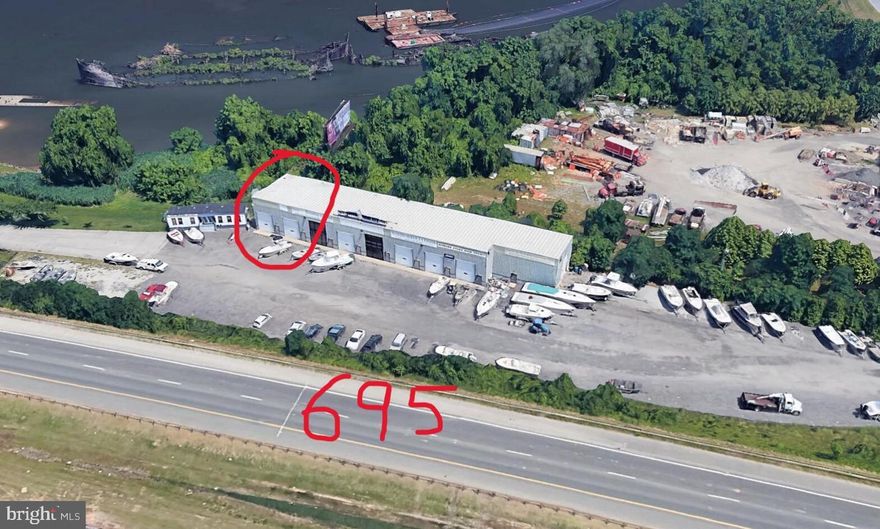 HERE IS YOUR CHANCE FOR A WATERFRONT & WATER VIEW / ACCESS COMMERICAL LEASE!! Great location along 695 with 250,000 +/- cars a day driving by!! roughly 1,600 total sqft, large main level with Huge work area + private bath … upper level has 3 private offices ( 1 with water view ) and an admin / work area... Property is great for office use and would be ideal for Marine Contractor or boat related business since the other business in the building is a boat building / repair company ( Jaws Marine ) and ability for direct water access with 250 foot of bulkhead for loading and unloading Barges with large lay down area if needed... but will work for just about all businesses ... Owner will make space for parking for new tenant as well as allow for things such as a sign / banner to be installed to have visibility for people driving by on 695 ... owner is also willing to allow use of the boat docks / slips / loading areas / property ground for an additional cost per month … potential for more space to be made available if needed ... GREAT opportunity ... Rent is $1,800 per month + $550  per month for NNN  to cover taxes, Heat + electric, water + Sewer ... Available for immediate occupancy