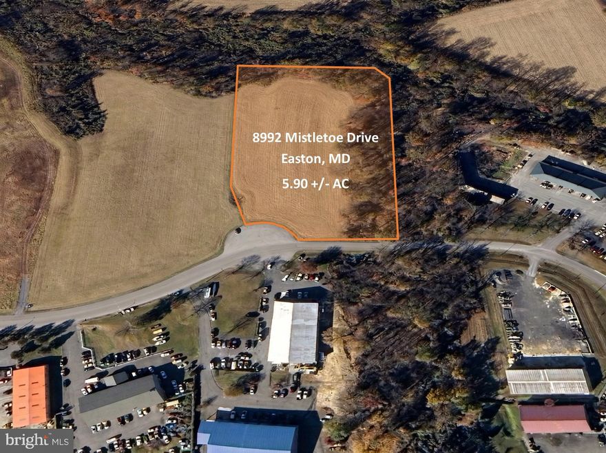 Priced to Sell!! Positioned within the popular Talbot Commerce Park in Easton, this ±5.90-acre commercial/industrial lot presents an opportunity to secure a development-ready site in one of the Eastern Shore’s premier business hubs (approvals and permits required).

Strategically located just off the Easton Bypass and U.S. Route 50, the Property offers exceptional regional connectivity, allowing for efficient access to major Mid-Atlantic markets while maintaining the operational advantages of Talbot County’s business-friendly environment. The park is fully improved with public water and sewer, paved access roads, and established infrastructure, eliminating many of the upfront hurdles typically associated with raw land development.

On file are conceptual site plans, subdivision options, and architectural concept drawings.

Zoned for Business Commercial / Industrial uses, Talbot Commerce Park supports a wide range of uses, including warehouse, distribution, self-storage, flex warehouse buildings, contractor yards, office uses, and more, making this site ideal for both owner-users and developers seeking flexibility in design and execution.

The Property is also located within an area targeted for continued economic growth, with proximity to expanding business activity and potential eligibility for enterprise zone incentives, offering tax advantages tied to job creation and capital investment.

With increasing demand for well-located industrial land and limited supply of shovel-ready sites in the region, 8992 Mistletoe Drive represents a compelling opportunity to develop immediately or hold for future appreciation within a growing commercial corridor.