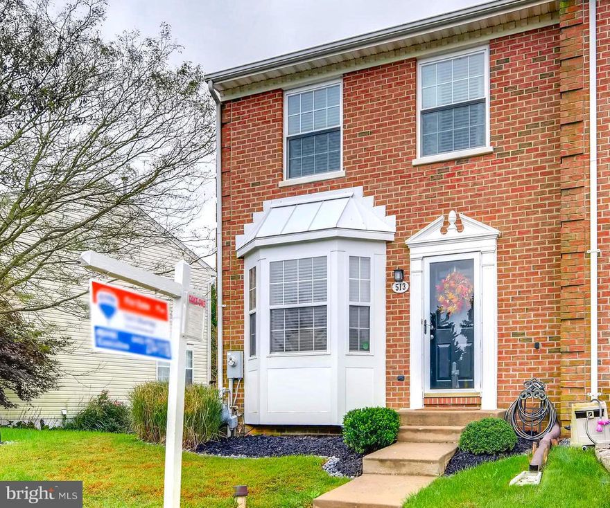 Charming, rare END unit, Brick front townhouse w/ open floor plan. Spacious eat-in kitchen and tons of natural light. Three nice sized bedrooms with vaulted ceilings upstairs. Basement has extra room that could easily be used as a den, office, etc! Backyard is fenced-in and very private with a large updated deck. NEW ROOF in 2017 and AC unit in 2016. Plenty of parking, close to community park!!