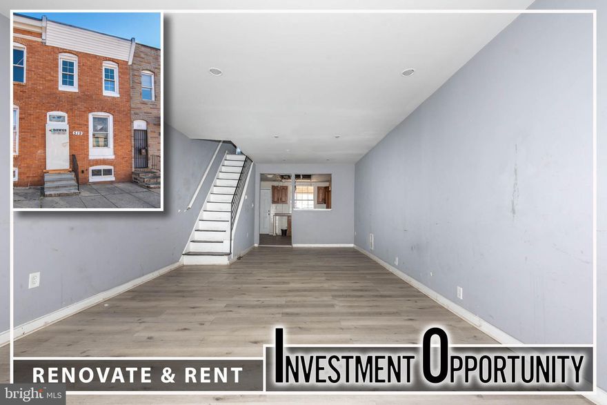 This cozy townhouse is a hidden gem, offering the perfect opportunity for both first-time homebuyers and savvy investors looking to add a property with great potential to their portfolio. With 2 bedrooms, 1 bathroom, and a versatile extra room that can easily be transformed into a home office, craft room, media room, or even additional storage space, this home provides flexibility to suit your needs.

The spacious layout, combined with the room for customization, makes it an ideal canvas for those looking to make their mark. Whether you're seeking a low-maintenance space to call your own or an investment property with strong rental potential, this townhouse delivers on both fronts.

Situated in the heart of Baltimore, you can't beat the convenience of its central location. 

Don’t miss out on the opportunity to transform this townhouse into your dream home or a valuable investment—schedule a viewing today!