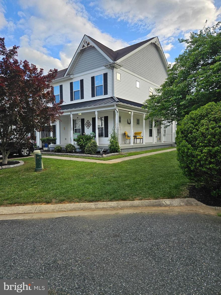 Welcome to 1 Canvas Place, This End of Group offers a wrap around front/side porch to enjoy morning coffee. Being at the end of a cul-de-sac allows for lots of parking, lots of kids play with no through street traffic. 
We are walking distance to the Safeway market and Pappas restaurant. Located conveniently close to schools and shopping, 10 minutes from 95 and 2 miles from downtown Bel Air.
Upkeep includes New Primary bath in 2023, new washer & dryer 2024 and New carpets 2025.
3 Large bedrooms , 2 full baths and a half bath. Primary bed and bath on the main level. 
Breathtaking 9 foot ceilings plus a grand open family room boasting a gas fireplace with lots of windows for toasty winter nights. This room adjoins the open kitchen space with granite counters, stainless steel appliances next to the dining area.  Walk out to the large back deck overlooking a nice fully fenced yard including a shed. Upper boasts 2 large bedrooms 1 with a kids play nook and a full bath. also a second family room space if you desire. Laundry room is between levels.
Unfinished lower level with walkout/walk up stairs to the rear can be easily finished.  
Bring all offers , this one won't last long!!!