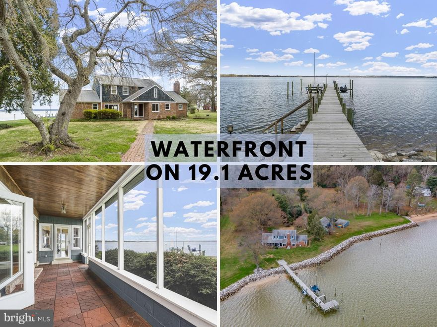 EXTREMELY RARE WATERFRONT PROPERTY!!! 19.1 acres on the Wicomico River with almost 500 feet of premium riprap’d shoreline.  Panoramic water views from every room of this 4 bedroom, 3 full bath house.  The back door of the house is 40 feet from the dock – you cannot build this property under today’s rules!!!  The 100’ dock with both stairs and a ladder into the water also includes a deck/landing in the yard and platform at the end...Perfect for enjoying the the breeze while watching sunrises and sunsets... or soaking in the sights of Southern Maryland wildlife including ducks, osprey, cranes and eagles. The Wicomico River is over a mile wide in front of the house – you can watch family and guests sail, kayak, paddleboard,  jet ski and boat from the porch, landing or dock.  You can even try your hand at catching crabs! At low tide, there is a small beach area... large enough to set some beach chairs and relax. The dock has one boat lift and two jet ski lifts and the water is 3-6’ deep at the end of the dock, depending on the tide. The river front lot is about 5 cleared acres of grass and trees.  The roughly 14.1 wooded acres directly across River Road include trails for ATV riding... hiking... as well as a small food plot for hunting.   The property often has has deer and turkey.

Make your way into the unbelievable main level of this home features gleaming hardwood floors, an updated kitchen with a Sub Zero refrigerator and freezer, two Kitchen Aide ovens, a Kitchen Aide dual microwave/convection oven and a Kitchen Aide microwave as well as a Fisher Paykel drawer dishwasher.  An expansive laundry room off kitchen includes a walk-in pantry, wash sink, granite countertops, and plenty of cabinet space perfect for extra storage.  A premium gas fireplace in the family room includes a blower that can heat the lower level and provide relaxing enjoyment.  The open floor plan allows everyone to talk and share from the dining area, kitchen, family room, or sitting area.  The floating staircase preserves the panoramic views of the river from anywhere in this open living space! The main level also includes two bedrooms with 2-full bathrooms attached, and a large screened in porch off of kitchen. Head on upstairs to find 2 additional spacious bedrooms, a full bathroom, and attic with additional storage space. Outside boasts 4-car detached garage with additional workspace and a floored attic for even more storage above the garage spaces!!  Additionally, there is a barn with two garage spaces – currently holding a tractor and an aluminum boat.  You will have PLENTY of room for all of your water craft and land toys!   Golfing Swan Point Yacht and Country Club is only 4 miles away, and several crab houses are only a few more minutes away.  This home is a short drive away from near restaurants, shopping and Walmart’s in La Plata or Dahlgren. RUN DON'T WALK!! This dream waterfront home will not last long!