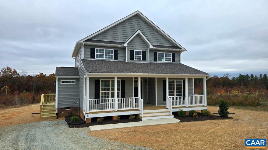 The BRAND NEW Avery Plan w/ Covered Porch is situated on a scenic cul-de-sac lot that is just under 1/2 acre, but feels so much bigger! This home features a 1st floor primary suite w/ open GR-K-DR, a side door w/ mud entry & 1/2 bath, large pantry w/ double doors, plus 8' island in the kitchen. Added options include 42" wall cabinets, granite counters, stainless appliances, laminate floors, Rockport interior doors, pull-down attic access, extra porch lighting, upgraded siding accents, craftsman style shutters & front door & spacious rear deck. Firefly fiber broadband is available at High Point. Contact Agent for Details about closing cost incentives offered by the builder, and drive out to take a look!
