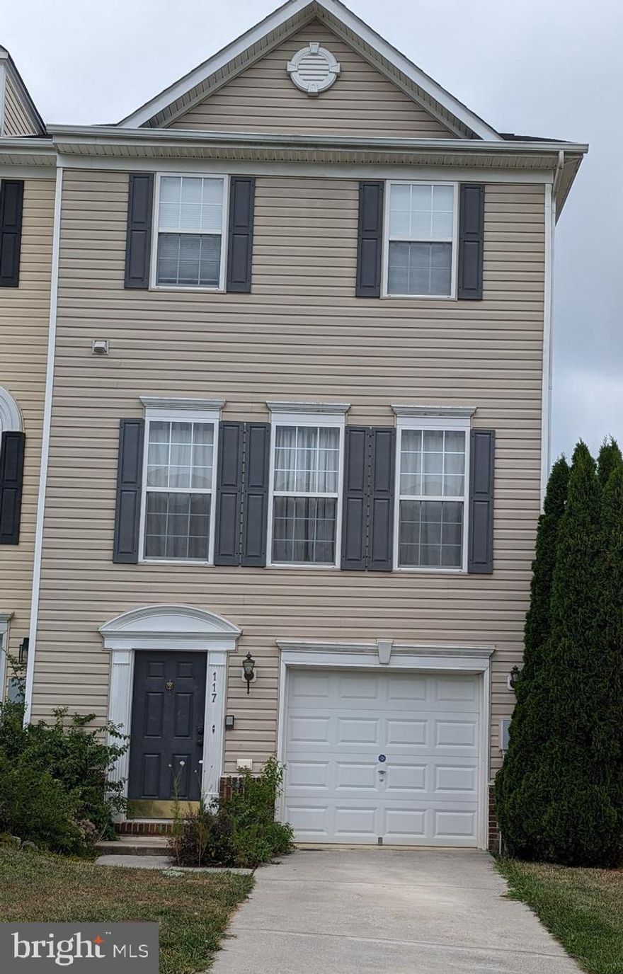 Professional Photos coming soon!!    Come see the spacious end-unit townhouse in The Gallery.   Enter on the main level with a one-car garage, foyer, and finished basement with a large room for entertainment, or an extra bedroom.  This level also has a half bath,  plenty of windows, and a walkout to the newer patio.  On the second level, there are hardwood floors throughout along with the kitchen with granite countertops, a half bath, and a deck to enjoy your morning coffee.  The upper level has the primary bedroom with an ensuite bathroom with a jacuzzi tub, 2 other bedrooms, and a full bath.  The roof was replaced in 2021.  Schedule your appointment!