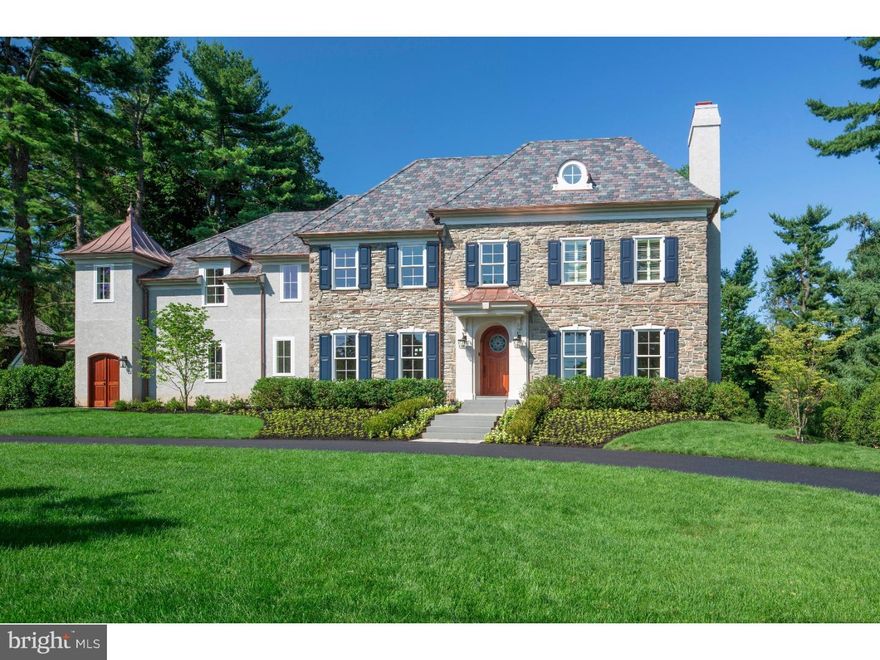 Why try to renovate an old home when you can buy a  state of the art New Home built with the latest building standards & technology on a premier lot over looking the 8th fairway of the renowned Philadelphia Country Club. Bring your suit cases and move right in to this executive dream home!  This New State of the Art home has been constructed with forethought of the buyer's needs and is truly turn-key with even the furnishings being available for purchase. No expense has been spared, no need for any up-grades as this NEW construction home already includes most possible up-grades. Inclusions to note: Finished Lower Level with Full Bath & Wet Bar, Upper Level Hardwood Flooring & Custom Bound Area Carpeting, Back-Up Generator, Family Room Media Package-Flat Screen, Surround Sound, Video Front Door Bell, Landscape lighting &  Irrigation System, Custom Designed Hot Water Recirculating System, Central Vacuum System, Vacuflo, w/"Hide-a-hose," Alarm System, All Closets Outfitted with Custom Designed Closet Systems, plantation shutters in the master bedroom suite, Heated Master Bath Floor, "Inspire" Simulated Slate Roof, Custom "Mica" stone w/ Antique Brick & Blue Stone detailing, Copper downspouts, gutters, valleys, tower roof & Custom Spire. The Peco bill for Jan 10-Feb 9th was an astoundingly low $271. due to the state of the art insulation and heating systems! Optional Solarium available at additional cost. CLICK ON CAMERA ICON ABOVE PHOTO TO VIEW DRONE VIDEO!