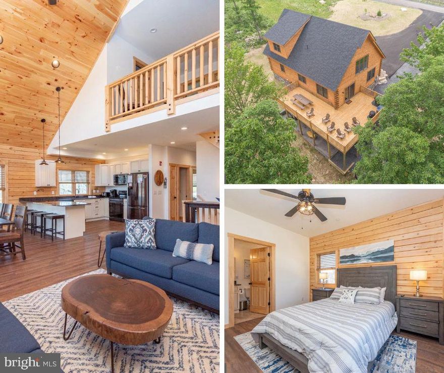 Escape to your dream mountaintop retreat with this stunning 6-bedroom, 3-level log chalet, perfectly perched for breathtaking panoramic views. Just minutes from the Wisp Ski Resort and Deep Creek Lake, this luxurious cabin offers the perfect balance of adventure and relaxation. The oversized deck invites you to soak in the crisp mountain air, whether you're sipping coffee at sunrise or unwinding in the evening beneath a starlit sky. Inside, soaring ceilings  and a grand stone fireplace create a cozy yet elegant atmosphere. The open-concept living space flows seamlessly into a high-end kitchen, complete with premium appliances, granite countertops, and custom cabinetry. With six spacious bedrooms, and a dreamy lower level rec space, this retreat easily accommodates family and friends. Enjoy easy access to hiking, skiing, and local amenities while indulging in the ultimate mountain lifestyle. Existing vacation rental, Whiski Mountain Lodge, with impressive & established rental history. Call today for more details!