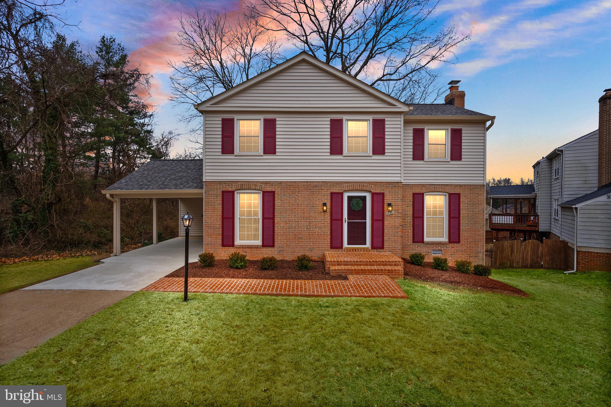 Renovated 4 bedroom colonial tucked back at the end of a quiet street in sought after Stoneybrooke neighborhood.  Gourmet kitchen remodeled with adjoining breakfast room and dining rooms. Kitchen features soft-close 42" wood cabinets, stainless steel appliances, granite countertops and built in banquette and table.  Hardwood floors throughout the home have been freshly refinished and the entire home has been repainted in on trend SW Snowbound.  Main level also features a spacious entryway with new lighting, a large living room with wood burning fireplace, dining room off the kitchen with new chandelier and a half bath.    Upstairs you'll find a primary bedroom with 2 closets and ensuite bathroom with new lighting, 3 extra bedrooms and a remodeled full bathroom with dual vanity.  Downstairs the walkout level basement was renovated in 2025 and features vinyl plank, an upgraded electrical panel, and a separate utility room with laundry. Large partially fenced yard and a 1 car carport featuring a locking shed and newly poured pad (2025) with an extra parking spot (or 2!) in the driveway. Plenty of on street parking.  Date of upgrades: siding (2023), roof (2023), gutters (2023), and windows (2003), HVAC (2009), water heater (2019) and carport door (2013),  kitchen remodel (2013) and  dishwasher (2023), upstairs hall bath remodel (2012), washer (2018), dryer (2008), Chimney Relined (2021). Stoneybrooke Community features a park that includes a playground and covered picnic area, a basketball court, and tennis courts, and is the home of 1780 historic site Stone Mansion. Residents enjoy a strong sense of community from events hosted by the volunteer community association including regular food trucks, music and children's events, and more. Stoneybrooke residents are welcome to join Virginia Hills Pool less than a mile away. Minutes from Huntington Metro station, DCA airport, Old Town Alexandria, Kingstowne and a great commute to Pentagon, Amazon, the District, and Fort Belvoir. Multiple shopping centers and restaurants are within 3 miles. Plenty of parks for recreational time surround the neighborhood including Franconia Rec Center with the incredibly popular Our Special Harbor splash Pad and Chessie's Big Back Yard Playground, and Huntley Meadows Park.