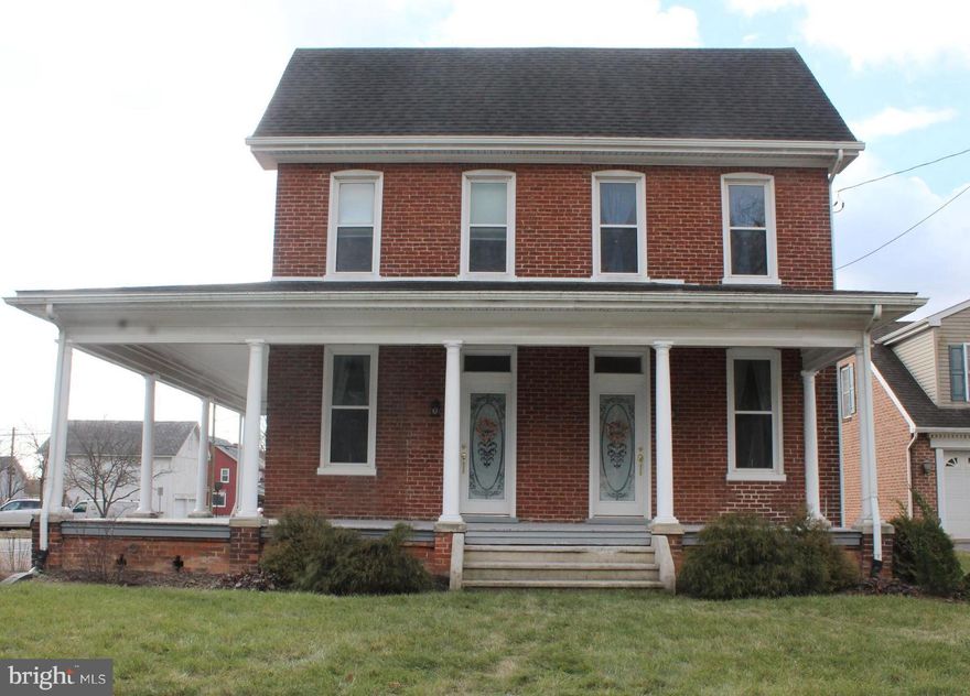 Elizabethtown brick charmer! This home is located near the elementary school and offers 2000+ sq feet of living space. First floor kitchen, dining area and family room offer an open feel. Kitchen is updated with breakfast bar and granite counters, bright and cheery dining area and a family room with cozy gas fireplace. First floor also offers a formal living room and dining room with hardwood flooring. Touches of charm, 9 ft ceilings, large windows with deep sills and wide trim can be found throughout. Travel upstairs to find 3 bedrooms including a master. The master offers large walk in closet and the spacious master bath boasts of a soaking/jetted  tub, large updated shower and double sink.  The second story also hosts the super convenient laundry. Travel one more story to find a large finished storage area & finished office space which could easily be bedroom number 4 & 5!  In addition- outdoor offers more spaces with a stone patio area perfect for summer BBQ or evening by the fire pit, a large rear yard for playing and a wrap around deck for relaxing.  Off street parking and an oversized 3 car garage.