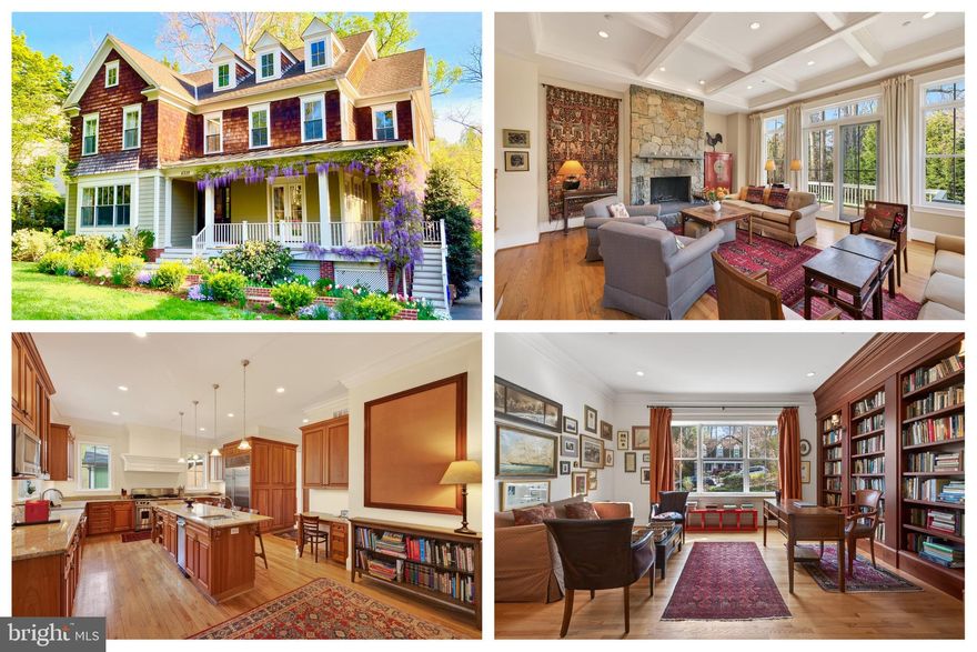 Gorgeous Traditional luxury home in Glen Echo Heights with over 7,500 sq ft of finished living space on 4 levels. Amazing architectural features and custom workmanship/millwork both inside and out including 10' ceilings, 9" baseboards, 8" crown molding, attractive raised paneling, solid oak hardwood floors on two levels, wood framed Pella windows, 6-panel solid hardwood interior doors with upgraded trim, Hardieplank and cedar shake exterior siding and architectural shingle roofing. The heart of the home is a light-filled rear family room including a stunning coffered ceiling and wood-burning, stone-surround fireplace which opens to picturesque views off the raised rear deck. The gourmet chef's kitchen will please the most discriminating buyers who enjoy cooking/entertaining and includes a 10' granite island/breakfast bar with a large Butcher Block end cap, bar sink and trash compactor. Top quality kitchen appliances include a 48" Wolf professional 6-burner double oven/range with large custom wood vent hood, adjacent warming drawer and SubZero fridge. There are several dining area choices including a formal dining room for family get-togethers, a breakfast bar area, counter space for grab-and-go morning meals and a screened porch for nicer weather days or for enjoying a morning coffee with a newspaper or an afternoon book. If you happen to work from home, you'll love the cozy library/office room with floor-to-ceiling bookcases and the option for semi-privacy via pocket French doors. The first upper floor features 4 full bedrooms and 3 bathrooms including a primary en-suite with cozy gas-burning fireplace, tray ceiling, a huge 16'x13' walk-in dressing closet and adjacent dressing nook, and a large bathroom with soaking tub, double vanities, make-up/desk area, a separate shower and water closet. The other 3 bedrooms on this level are generously sized with another en-suite and the third and fourth bedrooms which share a 'Jack and Jill" bath. This level also has a large laundry room with sink, folding area and top of the line Speed Queen washer and dryer. The second upper level includes a large open living room area, 5th bedroom and full bath. Lower level features a open "rec room" style layout, a legal 6th bedroom with egress, a "bonus" room with egress that could be used as a 7th bedroom, an adjacent full bath, plenty of storage and an attached 2-car garage. Rear yard features a rain garden to protect the Chesapeake from runoff and adds an aesthetically pleasing eco feature. With all of this it's easy to see how this home won a Gold Award from the Maryland National Capital Building Industry Association when originally built. Quite simply, homes of this caliber are becoming more scarce with buyers having to compromise on quality--not so with this lovingly maintained property that is ready and waiting for it's next owners. Call for an appointment or schedule with your agent today.