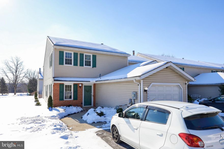 Welcome to 3648 Pleasant Valley Rd! This beautifully updated 3-bedroom, 2.5-bath end-unit is located just steps away from Springettsbury Township Park. The main level features an inviting open layout with a bright living and dining area centered around a cozy gas fireplace that is perfectly suited for everyday living and entertaining. The eat-in kitchen is equipped with stainless steel appliances and a large walk in pantry. Step outside to a walk-out patio that has been partially fenced for privacy, making it a great spot for relaxing evenings or hosting guests. A half bath and additional storage complete the first floor. Upstairs, you’ll find two generously sized bedrooms, a full hall bath, and a private primary suite with its own full bathroom. As an added bonus, this end unit backs to a large open field and is just steps from the playground, offering extra space for the family to play and enjoy. Conveniently located near Route 30, the Galleria Mall, dining, and shopping, this home delivers easy access to everything York has to offer. Move-in ready, this spacious end unit home is one you won’t want to miss!
