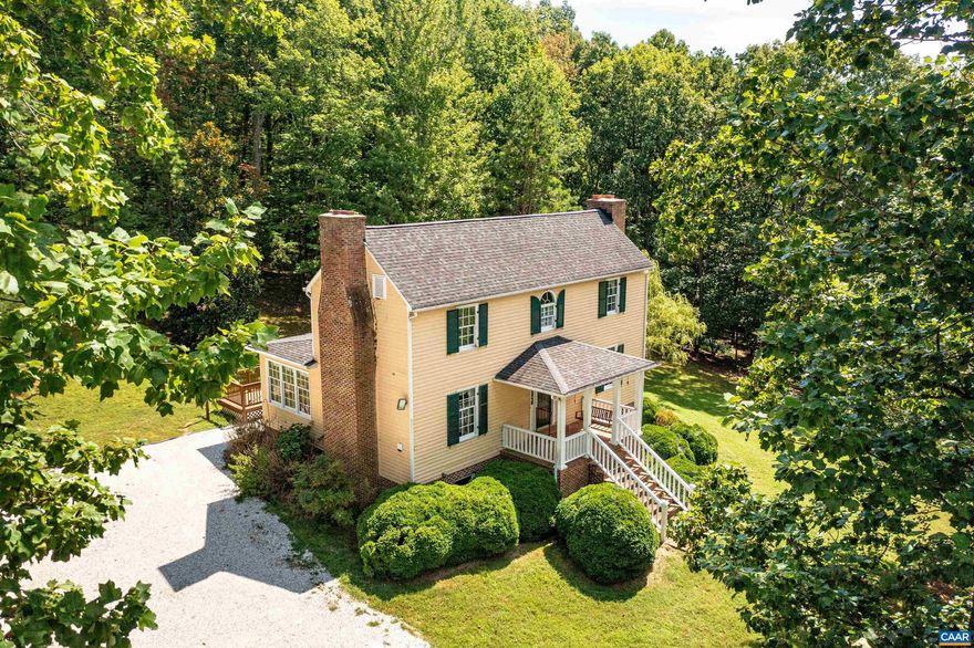 A truly alluring home on 22.85 acres in Western Amherst County with views of the Blue Ridge Mountains. Traditional Colonial Style of symmetry with 6 fireplaces, chair and crown molding, beautiful hard pine flooring. There is a main level bedroom and full bath and 2 more bedrooms upstairs with an adjoining full bath. The walk out English Basement with brick flooring has a full bath and bedroom or home office, large recreation room. The sunroom is an all-season room allowing you to enjoy nature all year long.,Formica Counter,Wood Cabinets,Fireplace in Basement,Fireplace in Bedroom,Fireplace in Dining Room,Fireplace in Home Office,Fireplace in Living Room,Fireplace in Rec Room