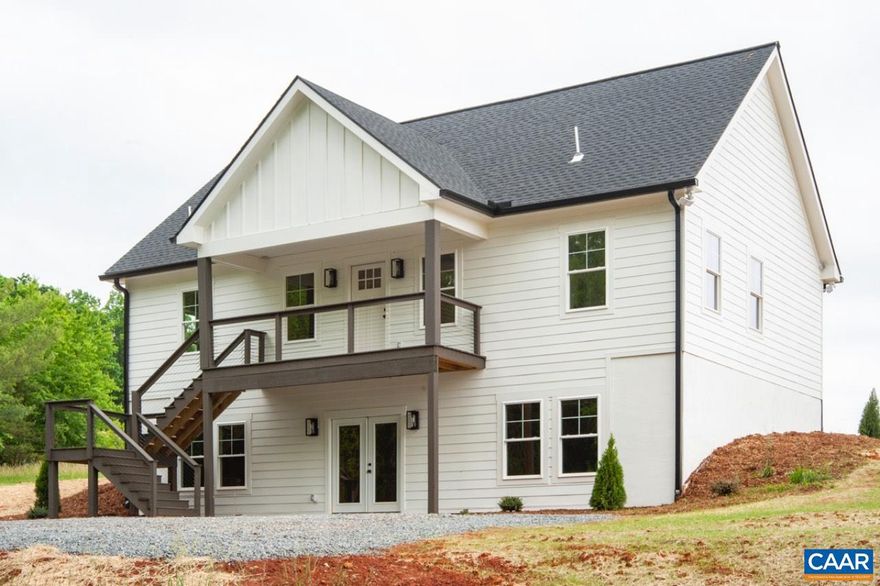 New construction in a beautiful pastoral setting at the end of a quiet lane!  Attractive, functional, and low-maintenance design with open flow great room, spacious kitchen (island, quartz countertops, pantry, recessed and drop lighting), bedrooms on opposite ends, primary bedroom with walk-in closet and ensuite bathroom with tile shower, upper bedroom or home office, enclosed laundry room, and full unfinished basement (9? ceiling and windows!) for extra storage, workshop or future expansion into family room, recreation room, and/or bedroom. Features: Hardieplank siding, covered entry porch, vaulted ceiling, luxury vinyl plank flooring, quartz countertops, stainless steel appliances, upgraded ceiling fans/lighting, lots of parking, gently rolling yard (perfect for gardening, play, or pets), creek, agricultural zoning (permits chickens/animals), solar potential, fiber optic internet available. Enjoy privacy of rural setting while being a few minutes to the high school (walk to school and activities!) and less than a mile to Rt 29 with easy commute to Charlottesville or Lynchburg. Only a few minutes to Lovingston town hub for groceries/dining and minutes to Nelson County's wine and brew trails and endless recreation opportunities.,Painted Cabinets,Quartz Counter,White Cabinets