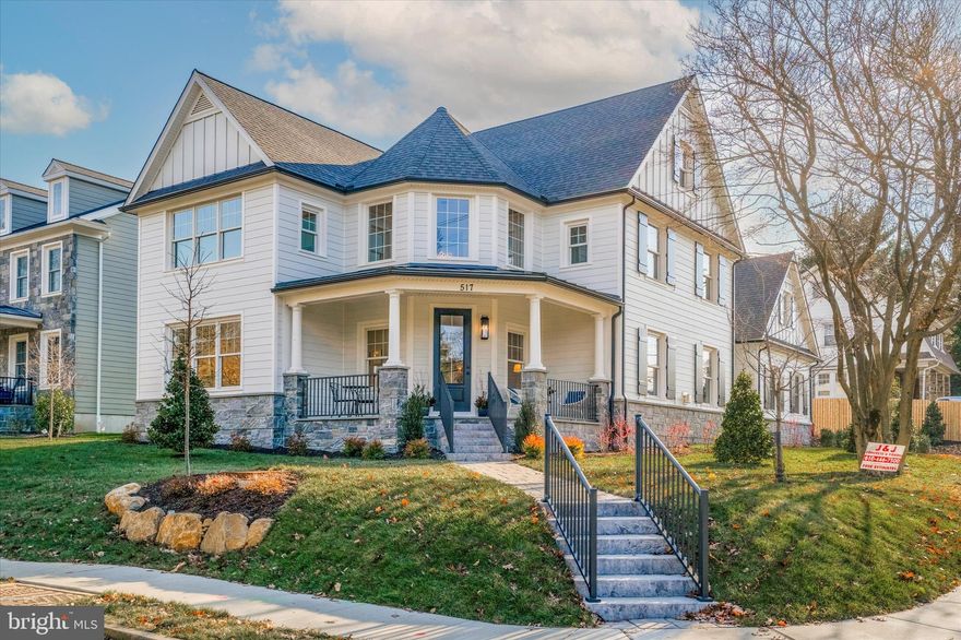 Introducing the Cornerstone property at the Homes at Willow Way, 517 S. Woodbine Avenue! This is the last available property remaining and comes just in time for a lucky Buyer to enjoy this rarely offered new construction home. A rare find in Penn Valley within walking distance to the village of Narberth, Merion Station and easy access to Center City, Philadelphia all in top ranked Lower Merion School District. Custom built by Vintage Development, 517 S. Woodbine combines classic Main Line charm with a modern floor plan and finishes that are sure to please. This striking corner property offers wonderful frontage, plantings, extensive landscaping and tremendous curb appeal. Custom cut fieldstone lines the home combined with bright white cement board siding and windows flanked by black shutters. The charm starts with the wrap-around front porch featuring stone columns, beautiful flagstone and a delightful corner entry. The interior Center Hall floor plan starts with a gorgeous 2 story open staircase with oak treads and an abundance of natural light. Adjacent to the foyer is large and welcoming Family Room featuring wonderful details including: custom built window seats, direct vent fireplace with shiplap finish, two bookcases with custom shelving and a half wall open to the top-of-the-line kitchen. The gourmet kitchen is a chef's dream that includes gorgeous Century Carriage House cabinetry, Quartz countertops and top of the line GE Monogram PRO series appliances. The 8 ft island makes for an awesome gathering space and great overflow seating to the adjacent breakfast area with sliding glass doors to the rear patio. The Patio makes for a wonderful place to dine al fresco, relax surrounded by fresh plantings and landscaping.  Also adjacent to the kitchen is a hallway leading to the first floor Powder Room, Pantry and the large, private Study. The Study will make for a great home office/library on the first floor that also features a convenient exterior door. Entering from the 2 car garage is a great mudroom with custom built cubbies and a large closet. Finishing off the first floor is the formal Dining Room, also adjacent to the entryway, that will be a special place for occasions big and small and memories to be made. This wonderful gathering space has custom wainscoting, room for a large table and access to the Butler's pantry with a convenient sink and small drink refrigerator. Heading upstairs to the second floor, the layout is a treat starting with the grand primary suite. Vaulted ceilings in the bedroom, a massive walk-in closet with Top Shelf closet systems and a stunning spa like bath with a gorgeous soaking tub, Carrera tile and a beautiful walk-in shower with bench seating. Floor plan continues with three large bedrooms (2, 3 and 4) that share a large hall bathroom with bathtub and double sinks.  A junior suite down the hall (5th bedroom) offers a dramatic vaulted ceiling and private bathroom with stall shower and a walk-in closet. Rounding off the second floor is the ultra-convenient second floor laundry room and pull-down attic access for additional storage. Need some additional living space? The finished basement offers great possibilities with three large and finished living spaces perfect for potential as a playroom, movie theater or game area. One of the finished spaces offers an oversized window, closet and access to the full bathroom. This bonus space could work as a 6th bedroom, 2nd office, gym or great au pair suite. Top notch construction and materials throughout. Location affords walkability to the shoppes and train of Narberth, the gem that is General Wayne playground, the esteemed Penn Valley Pub and so much more. Make your appointment to see this beautiful property today!