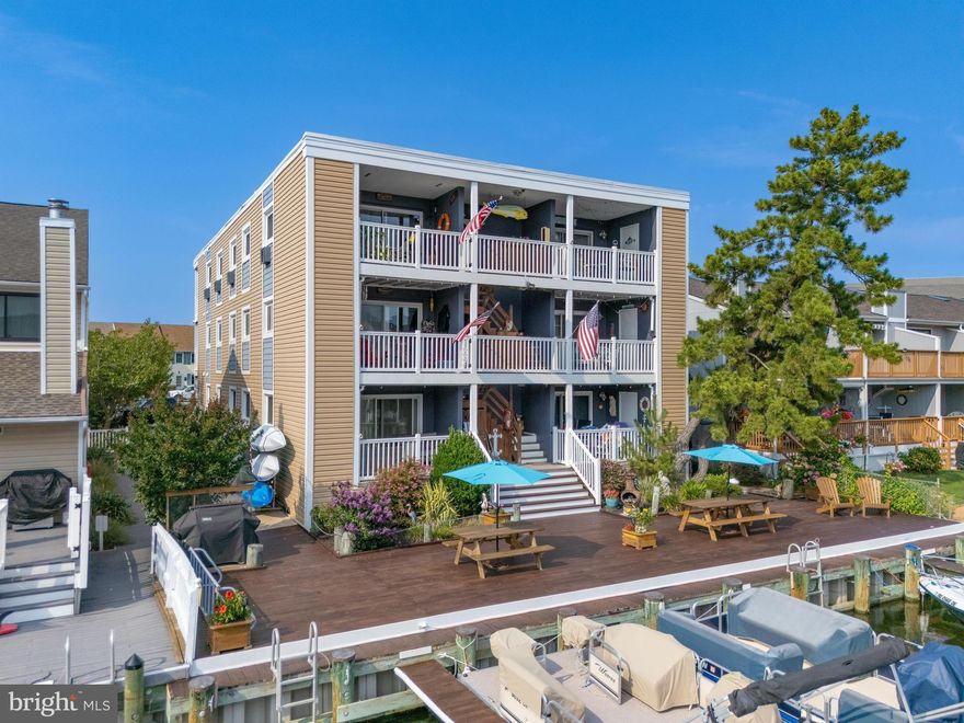 NEW PRICE! Looking for your perfect waterfront getaway?! This meticulously cared for, top-floor end unit offers multiple balconies to take in breathtaking water views from every angle. From the private south-facing balcony off the family room, enjoy serene canal and bay views, with convenient access to the shared picnic recreation area and canal-front dock below. Boating enthusiasts will love their association-owned boat slip, providing quick and easy access to the open waters of Assawoman Bay. Inside, this spacious retreat boasts three generously sized bedrooms and two full bathrooms, ensuring comfort and privacy for you and your guests. Wake up to stunning bay views from the private north-facing balcony just off the owner's suite, the perfect place to sip your morning coffee and watch the sunrise. The owner's suite also features its own ensuite bathroom for added convenience and privacy. Both bathrooms have been tastefully updated, and the entire condo has been freshly painted. Additional perks include a large storage closet on the balcony and a ground-floor storage unit, offering ample space for all your beach and boating essentials. Two assigned parking spaces in the private lot and plenty of available street parking. Outdoor shower and LOW CONDO FEES! Located just 1/2 mile to the beach, grocery store, coffee shop, and some of the most popular bars and restaurants in town, this sought-after neighborhood of Little Salisbury on 94th Street also features a playground, dog park, tennis and basketball courts and is host to Ocean City's Art League. Come check out all that this amazing waterfront property has to offer. Don't miss your opportunity to own at the beach! Call today for your private showing!
