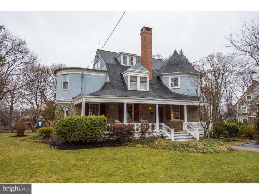 "Walk to Wayne" from this Wonderful 3 Story Victorian home in the desirable "South Wayne" neighborhood, complete with sidewalks, tree lined streets & curb appeal! This beautiful 6 Bedroom, 3 1/2 bath home features Belgian block pavers leading you to a Mahogany front porch. Enter into the lovely foyer with hardwood floors & an extra deep coat closet, flowing into the Living Room with hardwood floors & beautiful millwork. Open the doors to the bright Sunroom with hardwood floors & a door leading to the side porch. There is a large Family Room with hardwood floors, a wood burning fireplace complete with a brick & wood surround, & pocket doors leading to a spacious Dining Room. The Dining Room also has hardwoods, crown moldings & chair rail with a door leading to the Butler's Pantry complete with recessed lighting, a stainless steel sink & Corian countertops. The Eat-in Kitchen offers Corian countertops, a large kitchen island, stainless steel refrigerator, & access to the Powder Room with pedestal sink. Completing that area is a spacious Laundry/Mud Room with built-in shelving. The back door leads to the deck & lovely flat back yard with a 2 car detached Garage. On the second floor there is a  newer Master Suite with a full bath with a double sink, marble countertops, glass shower door with a seat, a double window seat with storage underneath, built-in custom closets with shelving, pocket doors & a linen closet. The Master Bedroom has a celing fan with a light. There are three Additional Bedrooms on the second floor, a Hall Bath with a glass shower door, tile surround & double sinks. The back staircase brings you into the Kitchen. The third floor has two additional Bedrooms, a Full Bath with a tub with shower, wonderful storage spaces, & a whole house fan. The full unfinished Basement has tons of storage & Bilco doors to the outside. All this within walking distance to the quaint town of Wayne with its Shopping, Restaurants, Library, Movie Theatre, Train, Schools, Playgrounds, Wayne Art Center, Biking & Walking Trail & much more. A Must see!!! Don't miss this home!!! SELLER IS OFFERING A 1 YEAR HSA HOME WARRANTY TO BUYER AT SETTLEMENT.