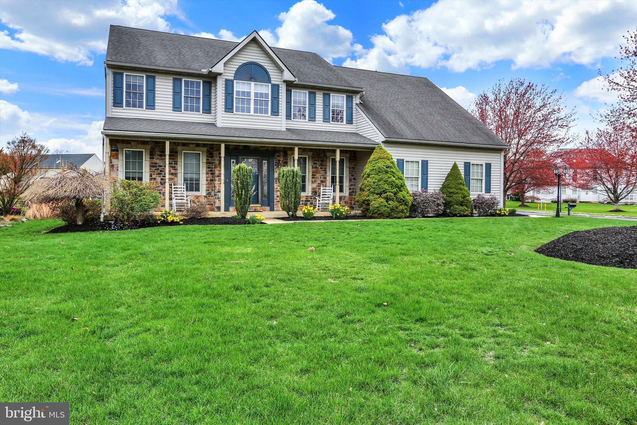 Welcome to 6 Virgina Ave which is an expanded Vermont Model boasting 3215 Sq. Ft. The expansive lot is one of the largest in Green Valley Estates. (.52 acre) and is meticulously landscaped. There is a two-car side entry garage which is oversized, offering storage for your toys, as well as your cars. A rear deck overlooks an ample yard perfect for entertaining and play.
The main level features an open kitchen with a large island with cooktop and griddle, double ovens for those holiday meals, high end appliances and lots of lighting and cabinets with updated granite counters, and backlash. Most of the main level has beautiful hardwood flooring. Family Room has vaulted ceiling and a floor to ceiling stone wood burning fireplace. In addition to the living room and dining room there is a main level office and laundry room.
Upstairs the master bedroom has a vaulted ceiling and private bathroom with shower in addition to the jacuzzi tub. There are three additional bedrooms and a hall bath. The basement offers a high ceiling making it a good candidate if you're interested in having additional finished area. To top it off there is a central vacuum system.