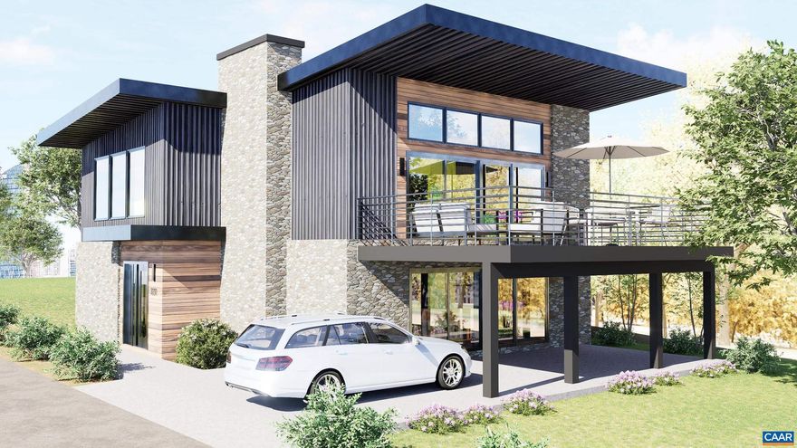 To Be Built: This thoughtfully designed modern city cottage offers rare flexibility in an unbeatable walkable Charlottesville location. Spanning two levels with mirrored layouts, the home features 4 bedrooms and 4 bathrooms, creating exceptional versatility for multi-generational living. Reside in one level while renting the other, or enjoy the full residence as a single-family home.  An open-concept design and expansive glass walls flood the interiors with natural light and create a seamless connection between indoor and outdoor living. Covered outdoor spaces extend the living area year-round, ideal for entertaining or unwinding in a private urban setting.  Stylish, efficient, and highly versatile, this home is perfectly suited for homeowners, investors, or those seeking long-term flexibility, blending modern architecture, smart planning, and city convenience into one compelling offering.,Wood Cabinets,Fireplace in Living Room