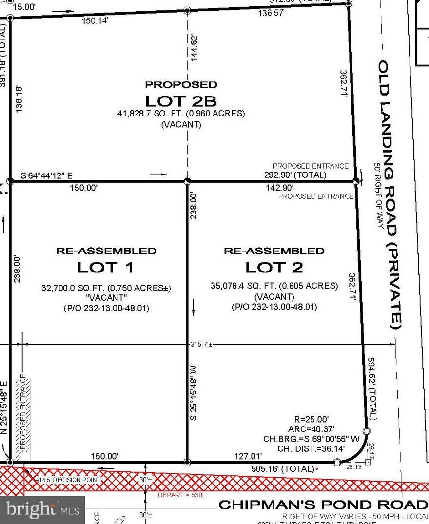 Amazing location! 
Lot 1 as shown on survey. 
Approximately 3/4 acre building lot located along Old Landing Road. 
See survey in attachments and photo. 
Site evaluation for full-depth gravity-fed septic system has been submitted for approval to DNREC.

IF REQUIRED, driveway entrance permits & culvert pipe will be the responsibility of the buyer.