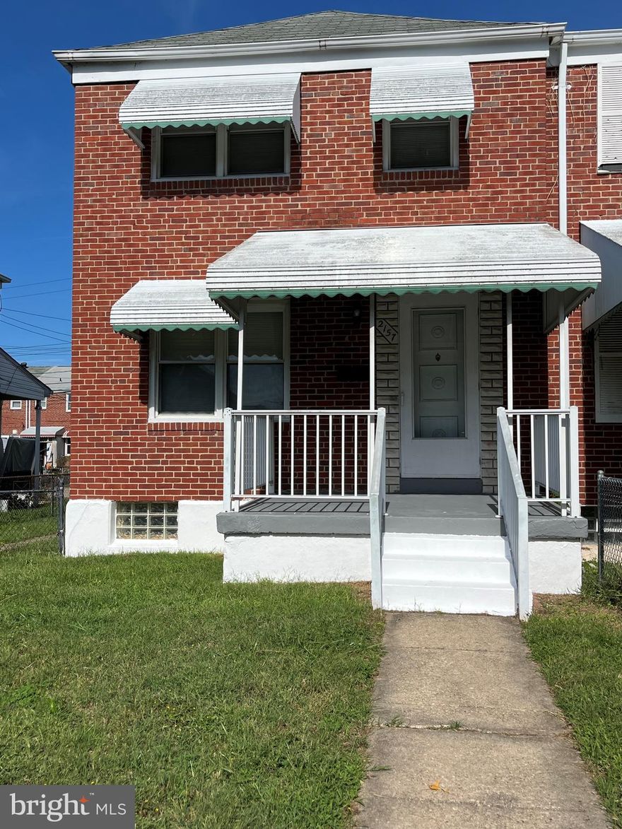 Great opportunity in Baltimore County! 3 BDR 1.5 bath EOG brick townhome with front porch and rear deck.  Gas heat keeps you warm in the winter while CAC, attic exhaust fan and awnings keep you cool in summer. Two car covered car port provides off street parking. Hardwood floors throughout. Finished basement with outside access. Walk up attic allows for easy storage. Ready for your finishing touches! To be offered by public auction November 8, 2025 at 11 AM. List price is suggested opening bid.