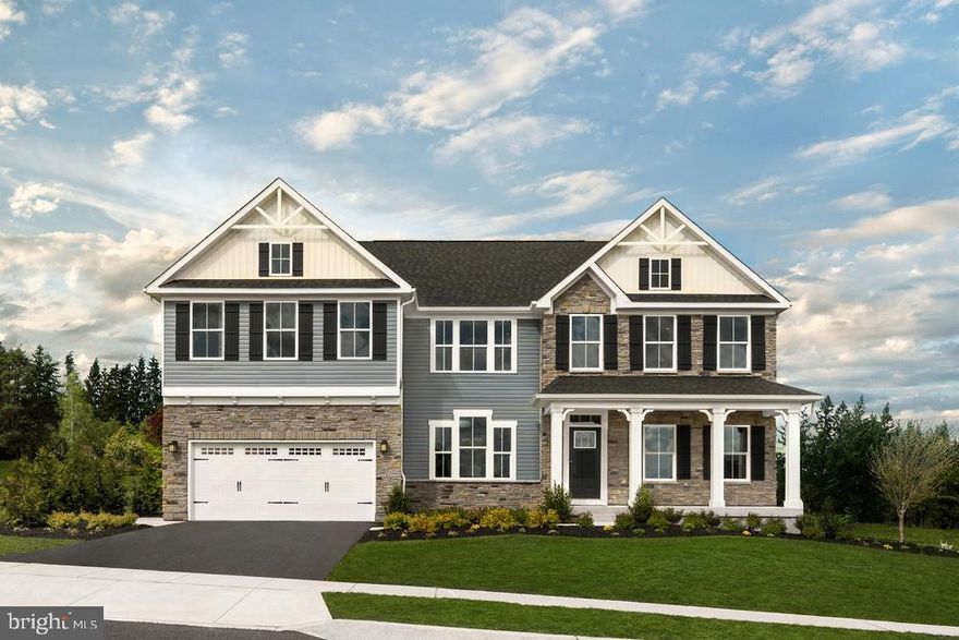 NVHomes at Penn Valley Estates offers detached estate homes.  The to-be-built CORSICA has 4 bedrooms, a loft, and 2.5 baths.  The primary suite has a full bath & walk-in closet; bedrooms 2 & 3  have walk-in closets. There are a bedroom-level laundry room, a gourmet kitchen with a huge island, granite countertops,  a walk-in pantry, & GE stainless steel appliances;  a dining area, family room, study, foyer, flex room, fully finished basement, 2-car garage, and more!  Other floor plans are available.  Photos are representative only.