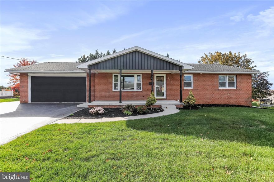 Discover the charm of this beautifully completely renovated ranch-style home nestled in Greencastle Borough. Brand New HVAC unit, five spacious bedrooms and two full bathrooms, this residence is designed for comfort and functionality. The heart of the home features an inviting combination kitchen and dining area, perfect for gatherings, complete with upgraded countertops and stainless steel appliances, including a built-in microwave and dishwasher. Enjoy cozy evenings by the wood-burning fireplace in the family room, enhanced by recessed lighting and an open floor plan that flows seamlessly throughout. Step outside to a lovely porch and patio, ideal for morning coffee or evening relaxation, all set on a generous 0.35-acre lot. The exterior boasts classic brick construction and well-maintained sidewalks, providing a warm curb appeal. The attached oversized garage offers ample space for vehicles and storage, complemented by a paved driveway for additional parking. The fully finished basement, featuring a walkout level, is a versatile space that can serve as a recreation room or home office, complete with laundry hookups for convenience. Enjoy breathtaking mountain and street views that enhance the tranquility of this home. With major renovations completed in 2025, this property is in excellent condition, ready for you to move in and make it your own. Experience the perfect blend of modern amenities and classic charm in this inviting residence.