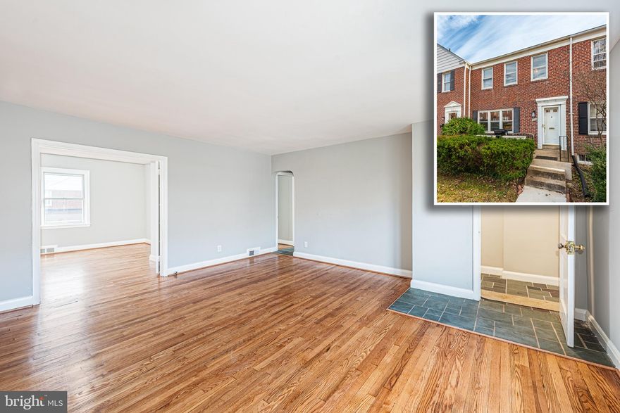 INCREDIBLE OPPORTUNITY - 2 UNIT ROWHOME LOCATED IN DESIRABLE LOCH RAVEN VILLAGE! Very spacious main level and basement unit with newly refinished hardwood floors throughout the main level, a spacious living room, 2 bedrooms, basement with a dining room, kitchen, full bath, and storage/laundry area. The upper level features 2 large rooms which could be used as 2 bedrooms or a living room and a bedroom, a kitchen, and a full bath. Perfect opportunity to live in one unit and rent out the other unit to help pay your mortgage or to add to your rental portfolio. Brand new roof, HVAC and Central AC and freshly painted!