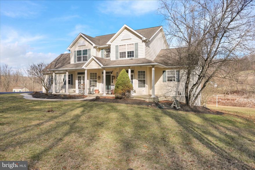 What a great serene country location centrally located in between Reading and Allentown. Minutes to interstate 78. 4 bedrooms with a main level main bedroom and full bath including a walk in shower stall and soaking tub. Large family room with floor to ceiling stone hearth and pellet stove. Large kitchen with eat at bar and room for a breakfast table, formal dining room and living room as well as main floor laundry. Upstairs is 3 additional bedroom and a full bath. The basement is walk out with a half bath and fully finished.  Outside is a covered front patio, large deck, shed and whole house Propane generator.