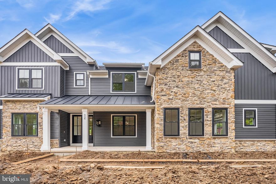 QUICK DELIVERY -  by the end of June 2023!!! 
We are under roof - Welcome to The Homestead Model at Sandy Run Ridge Circa 2022 Modern Farmhouse. New Construction. Equal parts casual and chic. This is the epitome of elegant yet comfortable living. This 4- bedroom new construction home sits on a picturesque lot in prestigious Bucks County, located within walking distance to downtown historic Yardley Borough, restaurants, shopping and The Yardley Country Club. A little bit country, A little bit Industrial and...a whole lot of white paint. Neutral hues, wood accents and clean lines Let's begin our tour outside- 30 yr architectural roof shingles with standing seam modern farmhouse metal roof accents. Mix of vertical, horizontal and shaker craftsman white board and batten maintenance free siding, -spotlighting white tundra brick with contrasting dark exterior windows. Front porch highlights 6 x 6 architectural craftsman columns with upgraded boxed beam trim. Look above front porch to see beaded board under front porch. Artisan Industrial barn exterior lights flanking exterior glass double entry doors and above the 2-car side entry garage. Step inside to find -attention on blending rustic moments with sleek accents. Dramatic 9" high ceilings abound on first floor and 8"ceilings on second floor, solid oak-stained staircase with painted risers-artful spaces and plank floors abound. This spacious home boosts the open concept living with every amenity on one's wish list: home office/den, gourmet kitchen w/ extended island, granite/quartz counters, white shaker style soft close cabinetry, SS appliances, pendants above island, walk in pantry, under cabinet lighting package, gourmet kitchen hood vented to exterior. kitchen eating area opening up to exterior for your alfresco dining. Expansive family room with board and batten floor to ceiling accented fireplace wall w/ direct vent propane burning fireplace. Extended mud room/drop zone with storage space galore. Second level laundry room. Second level highlights: Owners Suite with all the luxury of your favorite hotel-no reservations required. Headlining dual door foyer entrance into owner's suite with dramatic coffered ceiling, expansive closet, large walk-in shower and dual vanities. Show stopper free standing soaking tub. A space you will never want to leave. In addition to hall bathroom, 4th bedroom has an adjoining private full bath. This home is packed with all the extras on one's wish list. Fresh. Clean & totally current. A prime commuting location within minutes from I-95, Route 1 and 15 min from the Princeton Route 1 corridor and trains to New York City. Go Ahead Fall in Love... This is Happily Ever After ... Still time for buyer to make some selections. 
Please see documents section Exhibit B#1, B#2 and B#3 for BUILDER UPGRADES INCLUDED in the asking price !
Currently there are (2) side by side homesites. This is lot #2. Please do not walk on to 936 Sandy Run as it has been sold. Please do not disturb the new homeowners.