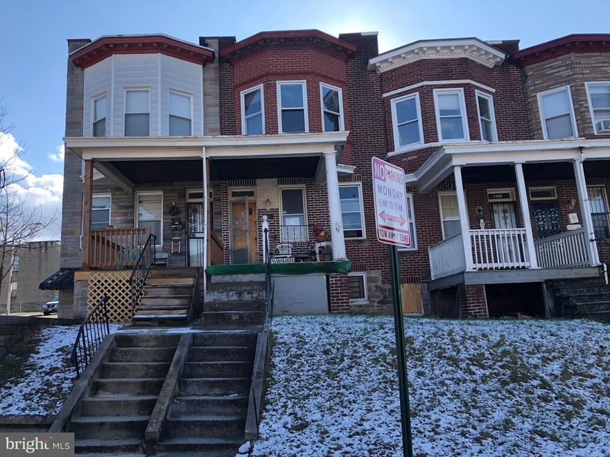 HUD Owned Home, case number 241-947812. HUD Homes are sold "as is," FHA insurable with repairescrow, subject to appraisal. Exciting chance to own this solid brick porchfront home! Enjoy full basement, generous room sizes and rear yard. Easy access to Downtown Baltimore, and walking distance to shopping, medical centers and entertainment.