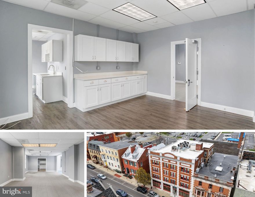 5,667 SF full fourth-floor office suite available in the Wareham Building. This expansive suite features a kitchenette, private bathrooms, and beautiful skylights that fill the space with natural light. The layout provides flexibility for a variety of business needs, from collaborative work areas to private offices. Tenants will enjoy elevator access, private parking, and a secured main entrance. Located in downtown, this office suite offers excellent visibility and easy access to local amenities in a vibrant commercial district.