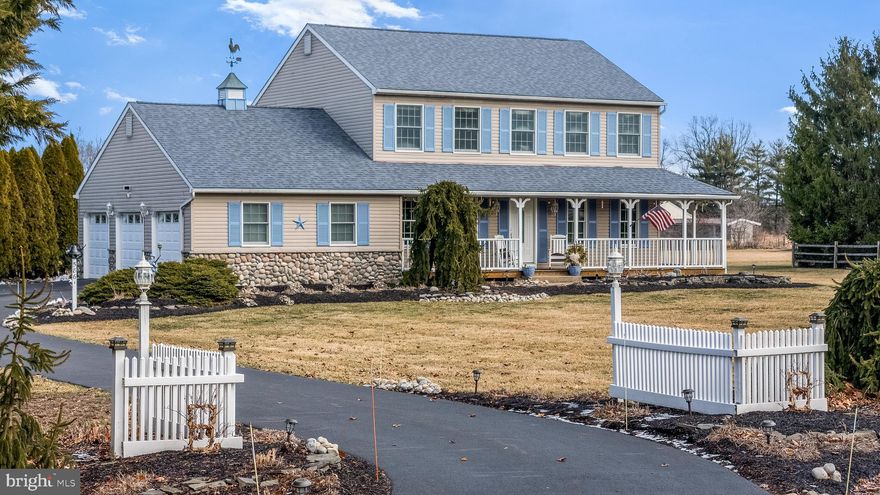 PUBLIC OPEN HOUSE: Sunday March 2, 2025 11:00AM-1:00PM. VIRTUAL 3D Tour AVAILABLE!

Welcome HOME to this stunning 4-bedroom, 2.5-bath Colonial home, perfectly positioned on a flat and  level 2.31 acres of beautifully landscaped grounds. Driving up to your 3 car garage, the moment you approach, the classic wraparound white porch will captivate you, offering the perfect spot to unwind and take in the peaceful surroundings.

Step inside and be greeted by sparking hardwood floors and an inviting foyer with traditional floor plan that leads into a spacious living area filled with tons of natural light. The formal dining room to the left, offers elegant space for special occasions. To the right, a formal living room with a dramatic custom stone wall and fireplace. An ideal place to get cozy on a chilly night.

In the heart of the home, enjoy an  open-concept living area with scenic views of a wide open country setting. Here you will find a spacious kitchen with plenty of counter space, modern appliances, and a convenient eat-in area. The great room with vaulted ceiling, wood burning brick fireplace with electric insert, and custom stone backdrop is seamlessly blended with the kitchen to create an ideal location for entertaining. The kitchen offers access to main floor mudroom, powder room, and interior door to 3 car garage. Additional doors off of the great room lead to deck with stairs to custom stamped concrete patio. Intricate patio pavers and hardscaping are highlighted with a small pond and walkway to large custom shed. 

Upstairs, you will find 4 spacious bedrooms and hallway full bath with hardwood flooring throughout, including the staircase. The primary suite with 3rd fireplace provides a cozy retreat with a private en-suite bath, complete with a soaking tub, tiled shower, and large country vanity. 

The expansive 2.31-acre lot offers endless possibilities for outdoor enjoyment. Whether you're hosting barbecues, gardening, or simply relaxing on the patio, you'll love the private tranquility. Absolute pride in ownership is evident throughout with meticulous maintenance and care for every detail. Enjoy the peace of mind with all newer and recently serviced utilities and new 40 year roof. 

Located in a AWARD WINNING - Central Bucks School District, this home combines the perfect blend of comfort, style, space, and privacy. Don’t miss your chance to own this exceptional property—schedule your showing today!

Listing Agent is related to Sellers.