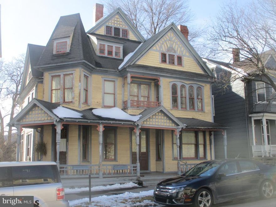 Victorian home located in the Historic District of Bellefonte on n. Allegheny Street. The main home unit 239 offers 5 bedrooms 2.5 bathrooms, 2 main level living rooms and a formal dinning room and eat in kitchen. Unit 237 N.Allegheny is a 1 bedroom apartment with a living room, dining room and kitchen on the first floor , 1 bedroom and full bath on the second. Also part of this property is a detached 3 bedroom carriage house to rear of the property.