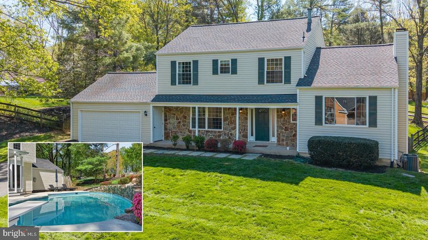 Summer is here and the pool is open!  Just bring your bathing suit and try out your own in-ground swimming pool when you come see this home in person!  Welcome to Vale Park West and 11715 Lariat Lane — a beautifully updated colonial set on a premium ¾‑acre professionally landscaped lot with a rear Trex covered porch with skylights and ceiling fans which overlooks the stunning swimming pool with water feature.   At night, you can light up the pool making this an ideal spot to grill out with friends or dine outside under the stars while others play in the pool.  This property delivers the ideal combination of space, comfort, and outdoor living, all in one of Oakton’s most desirable neighborhoods.  Freshly painted throughout, the home is truly move‑in ready. You’ll appreciate the peace of mind that comes with updated roof, vinyl windows, and vinyl siding, along with the timeless appeal of hardwood floors on both the main and upper levels. The main level offers a bright, spacious family room with a wood‑burning fireplace and cathedral ceiling, perfect for gatherings or quiet evenings at home. The kitchen is well‑appointed with plentiful cabinets, under-cabinet lighting, granite countertops and stainless steel appliances including a gas cooktop, wall oven, dishwasher, and a refrigerator with ice maker.  Upstairs, you’ll find four bedrooms and two full bathrooms. The primary suite includes a huge walk‑in closet and a renovated bathroom with a stand‑up shower. Three additional bedrooms feature hardwood flooring, fresh paint, and share a beautifully renovated hall bathroom with ceramic tile flooring, a new vanity, and updated plumbing and light fixtures.  There's plenty of room to entertain your dinner guests in the dining room that overlooks the rear yard and pool.  The walk-out  lower level features brand‑new plush neutral carpet, creating a warm and inviting space to relax.  A door leads you to the side and rear yard.   Hurry to see this home and be sure to bring your bathing suit!