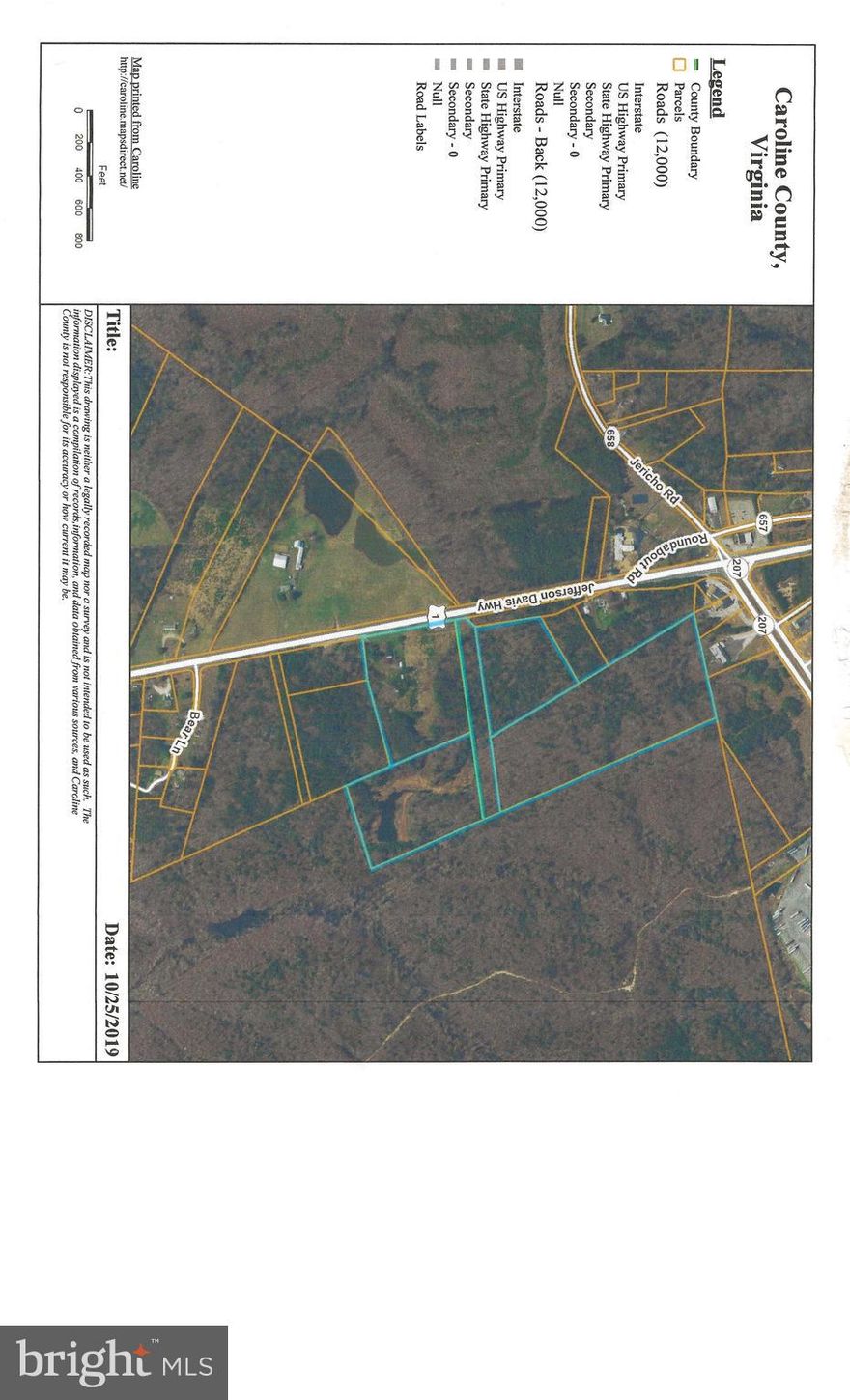 Combination of 3 tax parcels, totaling about 42 acres +/- for sale in the prime growth area of the county near the Carmel Church, I-95 Exit 104, at this time. It is currently zoned rural preservation (RP) but there may be great potential for  multiple types of re-zoning and usage. The area is currently drawing interest from multiple types of businesses. Ample road frontage along US Rt. 1 and located 25 minutes +/- to the Rt 17 Commuter Rail Station, Richmond and Fredericksburg.  Some of the property is currently in the County's Land Use program for timber. These parcels of land could be your future investment, inquire now. Structures on property also included in this sale but being sold "AS IS" . Motivated seller!!