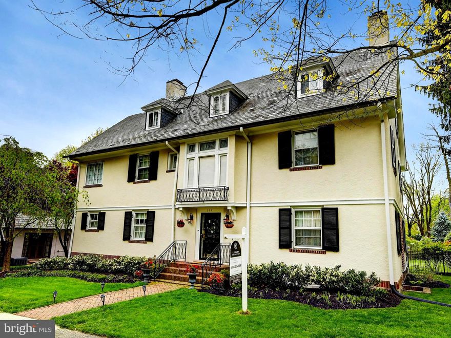 A classic Guilford home designed by Edward Palmer (the first architect appointed by the Roland Park Company who later partnered with Mr. Lamdin).  Mr. Palmer patterned this home after the newer English country homes in Britain.  Entering the spacious foyer with rear facing stairs, one is enveloped in utter charm and character.  While noticing the fine detail in workmanship such as the fluted columns and dentil moldings, your eye takes you all the way through to the family room in the back of the home.  The formal living room runs from front to back with dentil moldings and fluted columns, woodburning fireplace and custom built in bookcases.  Entertaining in the graciously proportioned dining room complete with dentil moldings and wainscoting is an elegant feature of this home.  The sunny family room has an abundance of windows with a southern exposure and entrance to an awning covered deck.  The well maintained kitchen has been the source of many gourmet meals and has room for a center island and breakfast table. A powder room is conveniently located just off the kitchen.  An expansive Master Bedroom suite includes a closeted dressing room and newly remodeled master bath with soaking tub and glass shower.  Two other bedrooms are located on this level along with another remodeled hall bath with laundry. The third floor has two additional bedrooms (one with a fireplace which has been closed to service) and a recently remodeled third full bath with shower.  A full unfinished basement has plenty of room for storage (some shelving included), a powder room and outside entrance,  A detached two car garage and a lovely private back yard which backs up to open space is an added amenity. Quietly located just off of Greenway within an easy walk to the beautiful Sherwood Gardens.  The Hopkins Shuttle is 3 blocks away and Penn Station is no more than 15 minutes.  Truly a wonderful walking neighborhood in a very convenient location.