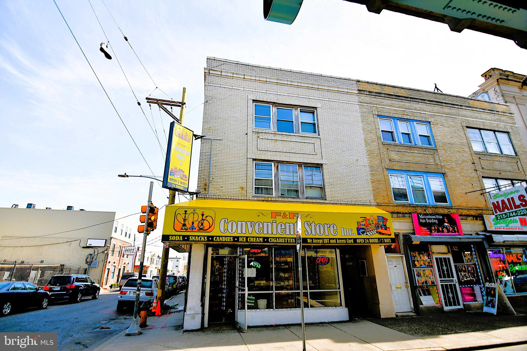 Introducing a truly remarkable investment opportunity that aligns perfectly with your esteemed investment philosophy and long-term vision. Welcome to 4745 Frankford Ave, is located on the corner of highly visible business district in Philadelphia and heavy traffic road. Fully occupied mixed use property generates steady monthly income from 1st FL convenient store, 2nd FL with 2 apartments , another 2 apartment on the 3rd FL. This incredible property will be your approach to long-term investments and commitment to ethical values resonate with the core of opportunity. Your astute decision-making and focus on real estate, rather than stocks, make you the ideal candidate to seize this investment will make a meaningful impact on your business career and future assets
