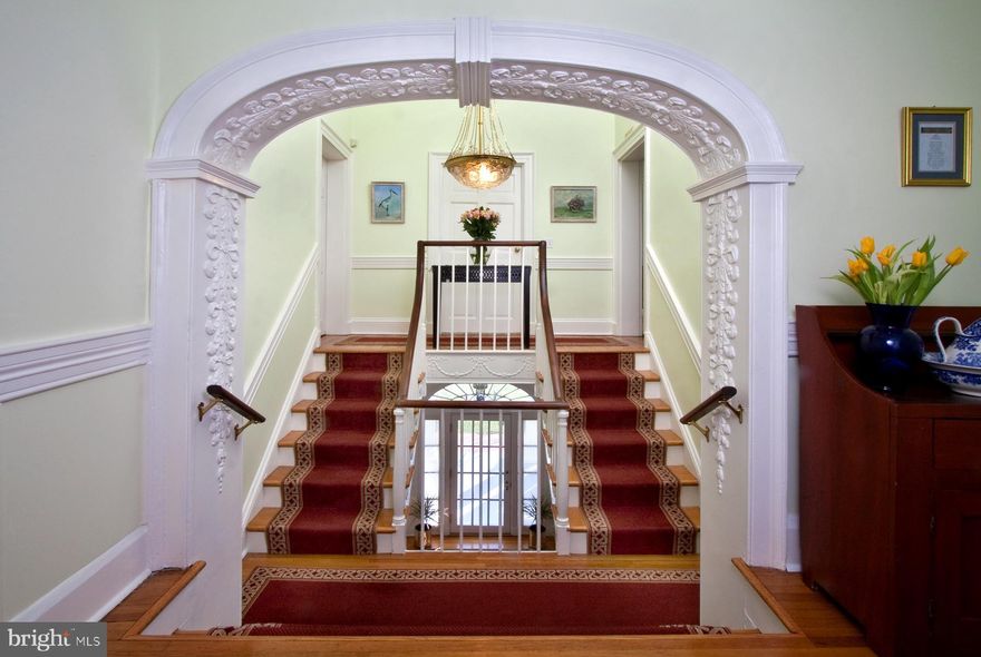 Ample space to work, educate and entertain from home.  First floor suite with private outside entrance--great for working from home.  Located only 7 miles from the Capitol and minutes from Reagan National Airport, Crystal City/Amazon HQ2 and the Metro, 305 Charles Alexander Court, known as "Mount Ida" stands on a hill in the tradition of a neoclassical mansion and possesses distant views of the Potomac River and the hills of Washington, D.C.   Architectural changes over the years have incorporated the classical tradition including plaster over masonry interior walls, high ceilings, antique chandeliers, arched doorways, Beaux Arts paneling and moldings, plaster friezes and a spectacular entryway, all the while including such modern amenities as a gourmet, eat-in kitchen with semi-precious granite counter tops, top of the line appliances, renovated bathrooms and a gas generator.  These features combined with generous off-street parking and elegant, spacious rooms provide an ideal setting for entertaining while maintaining the warmth and comfort of a home that is perfect for daily living.  Expansive outdoor areas are perfect for entertaining during the pandemic while following social distancing guidelines and enjoying the gardens.  The property sits in the neighborhood with the Alexandria Country Day School and is only three blocks from the St. Stephens and St. Agnes lower school.  NO SIGN ON PROPERTY.