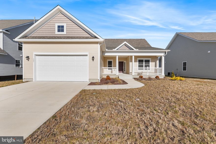 Virtual Open House Saturday 01/10/2026 - connect to link at Noon to view live walkthrough // Public In-Person Open House Saturday 01/10/2026 12:30pm - 2:00pm with Agents and Lender OnSite to Assist with questions --->  Experience modern efficiency and coastal contemporary living in this lovely, nearly-new one-story ranch home completed in June 2024. This home is upgraded with bumpouts which make it the largest of the Vandelay floor plan model. Spanning 2,169 square feet in the Ingram Village community with currently no HOA fees, no state sales taxes, and low property taxes, this residence features an owned 12-panel solar power system that provides energy credits back to the utility. The open-concept interior is highlighted by vaulted ceilings, a remote-controlled propane fireplace, and a gourmet custom kitchen equipped with quartz countertops, soft-close cabinetry, and a large center island. Designed with a split floor plan for a spacious layout, the home includes a dedicated office (or an optional 4th bedroom usuage) and a large Owner’s Suite featuring a 7-foot custom tiled shower and double granite vanity. Modern conveniences abound, including Wi-Fi-enabled smart controls for HVAC and security, a central vacuum system, and an oversized two-car garage with a built-in EV car charger. Relax on the large concrete front porch or the 14’ x 12’ composite rear deck, all while enjoying the ease approximately 10-15 minutes from shopping in Milford and Milton and only 30-45 minutes from Lewes or Rehoboth Beach.
To understand the energy efficiency of this home, imagine a high-end hybrid vehicle: it provides all the luxury and power of a traditional model but uses advanced technology behind the scenes to significantly lower your "fuel" costs and environmental footprint. In addition, owned solar helps keep energy costs down while the Heat Pump system features backup propane for super cold winter nights.  Check out Ingram Village in Ellendale today!