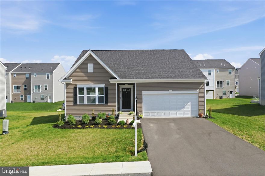 Welcome to this beautifully crafted, newly built 2025 rancher located in the South Brook community! This thoughtfully designed home offers 3 bedrooms and 3 full bathrooms, combining modern finishes with comfortable, open-concept living. 
Step inside to an inviting open floor plan featuring a spacious living room that flows seamlessly into the kitchen and dining area—perfect for both everyday living and entertaining. The kitchen is a standout with Quartz countertops, a large island with seating, stainless steel appliances, and an upgraded tile backsplash.
The primary suite provides a private retreat, complete with a walk-in closet and a luxurious en suite bathroom featuring a double sink vanity and a large tiled walk-in shower equipped with rain shower head and handheld combo.
The partially finished basement expands your living space with a generous recreation room and a full bathroom showcasing a tiled shower with a Schluter system. Two additional unfinished rooms offer excellent storage or future customization opportunities. A passive radon mitigation system is already in place for added peace of mind. 
Enjoy outdoor living in the spacious backyard, and take advantage of the convenience of a 2-car garage. Additional highlights include a brand new water softener system with a lifetime warranty. 
The community HOA enhances your lifestyle with amenities including sidewalks for walking, a playground, and a dog park—perfect for enjoying the outdoors close to home.
Don’t miss the opportunity to own this move-in ready, modern home with quality upgrades throughout! Schedule your showing today!