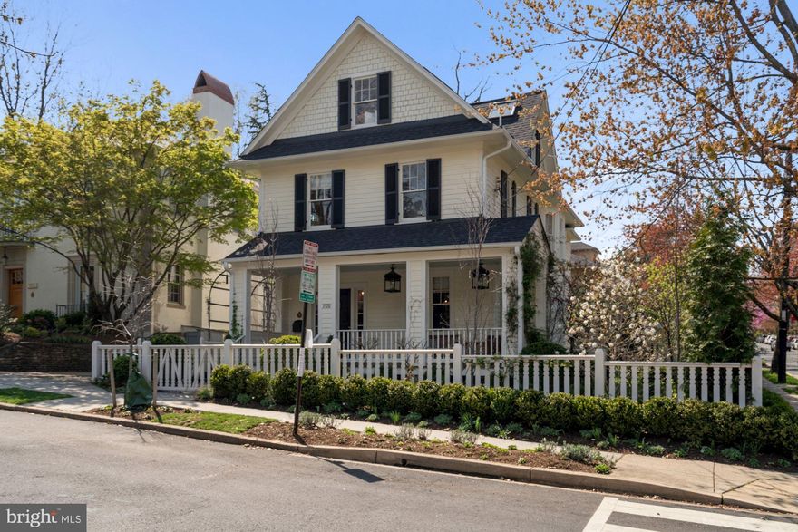 Spectacular 5BR/4.5BA Cleveland Park home totally renovated top to bottom in 2017 with beautiful custom finishes throughout . This sun-filled home is truly one-of-a-kind, located on a large corner lot with a charming front porch, professional landscaped Garden and large Patio with Fountain, Fireplace, built-in Grill and Fridge. Main Level features beautiful spaces for entertaining including formal Dining Room with designer fixtures and pocket doors, Living Room with fireplace, Kitchen with honed marble countertops and top-of-the-line appliances, sunlit banquette Dining Area, and Powder Room. Gorgeous primary bedroom with en-suite bath with soaking tub and separate shower with steam feature and water closet. Complete with recessed lighting, hardwood floors and designer wallpaper and fixtures throughout, this home is truly one of a kind.  Builder: Thorsen Construction - Architect: Dale Overmyer  Landscape Architect: Fritz & Gignoux, Interior Designer: Cameron Ruppert