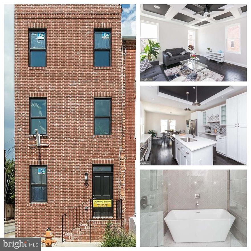 PRIME location in FEDERAL HILL!!! Beautiful end unit townhome in sizzling hot Federal Hill! Freshly painted  3 BR, 3.5 Bath end-unit townhome w/garage available immediately!  Enviably located in the very sought after Fed Hill, this private residence in the heart of every convenience and vibe you're looking for. Walking distance to restaurants, entertainment, shopping, stadiums, public transportation and the Inner Harbor. Convenient access to major highways.  Sunlight beams through from every fabulous area in the home. Convenient first floor bedroom and full bath. You may also enter through your own garage!!Making life even less complicated is the mud room, right there with a storage room.  The top quality finishes are evident in every breath-taking view!  Beautiful hardwood floors flow throughout with gourmet kitchen including upgraded stainless steel appliances, custom-tiled backsplash, large island with sink, cabinets and lots of room for more seating. Wine rack, buffet and pot filler and just a few extras. Eat- in sunny kitchen. Dry bar area and half bath are on this level as well as the huge living area accentuated with a stunning coffered ceiling. The third level boasts 2 generous bedrooms w/ceiling fans and 2 full baths. The primary bath has a fabulous design with a tub in the over-sized shower with shower heads in all directions! Wow! Laundry room with full sized washer and dryer is conveniently on this level which leads up to the rooftop deck with a jaw-dropping view of Charm City and the stadiums. The home is all pre-wired for Ring doorbell. You don't want to miss this one! Would also considering selling!  Call Dara for appointment.