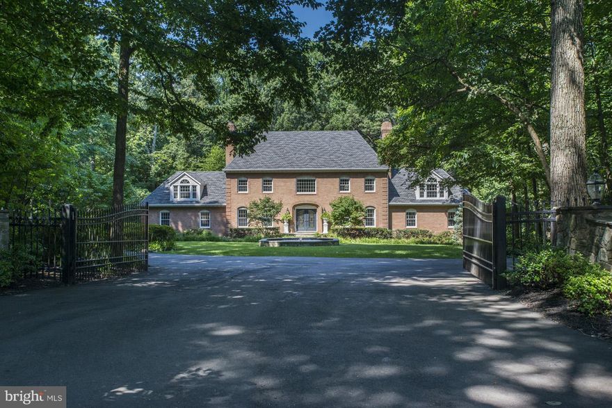 Gated, fully-fenced, 4 level Georgian Colonial on nearly 3 acres from quiet private road with over $300k in renovations.  New gourmet Kitchen off Great Rm & Mudroom. Luxurious Master Suite w/FP, balcony, new bath, 2-person shower & large dressing room w/2nd W/D. Fully finished lower level, Resort-like backyard w/pool, two spas, large deck, gazebo & expansive lawn. 4 car garages.