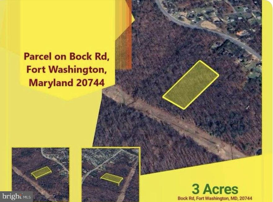 Package Deal!!
 2 other parcels will be sold as well. Lot 1, and 16, along with this  Lot 2 as presented.

3 lots available for sale as a packaged deal! They are located on the corner of Bock Rd and Holy Drive. 
This parcel is second from the triangular corner lot. The other is right next to it, 
The third one that is 3 acres is in the back of the two 
parcels.They are located on the corner of Bock Rd and Holy Drive.

For more detailed info. Please go to PGAtlas.com, search Property, Tax account,  and use the alternate tax ID number.