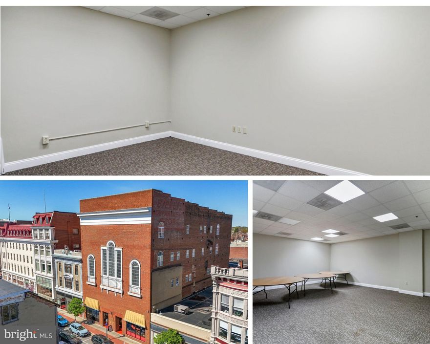 Located in the Grand  Piano Building in the heart of Downtown Hagerstown, this two-room office suite offers a flexible and professional space ideal for a variety of small business needs. The suite features two private offices with convenient access to shared common restrooms in a secure, elevator-served building. Positioned just steps from the Square and surrounded by restaurants, shops, banks, the courthouse, City Hall, and the new Meritus Park baseball stadium, this location offers excellent visibility and convenience in a vibrant downtown setting. Available for immediate occupancy.