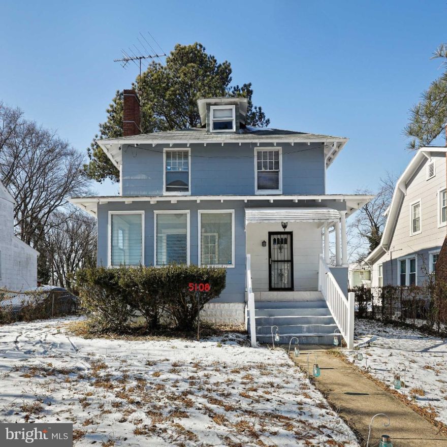 Welcome to 5108 Saint Georges Avenue in the Kenilworth Park neighborhood of North Baltimore. This charming 1930’s single-family home offers 3 bedrooms, 2 full bathrooms, and a flat fenced lot. Step inside and you will discover a large, bright living room that is highlighted by a wood-burning fireplace. Adjacent to the living room is a bonus room that could be used as a playroom, reading space, or home office.  A spacious formal dining room can accommodate large dinner parties and holiday events, while a breakfast nook is next to the kitchen. The main level has been updated with new flooring throughout. The bedroom level is comprised of 3 equally sized bedrooms and a centrally located full bathroom. Stairs are located off of the front bedroom to provide access to the expansive attic space that can be used for additional storage.  The lower level is home to the second full bathroom, laundry area, and mechanical systems while providing a ton of storage and potential to expand the finished space in the home. Recent updates include a recently installed central air system for the main level. The backyard of this home provides space for entertaining, gardening, and play. A shared driveway allows for off-street parking for 1 to 2 cars. This home’s location is convenient to local universities (Morgan State, Loyola, and Johns Hopkins), shopping, and services. This home is ready to be moved into but is being sold in as-is condition.